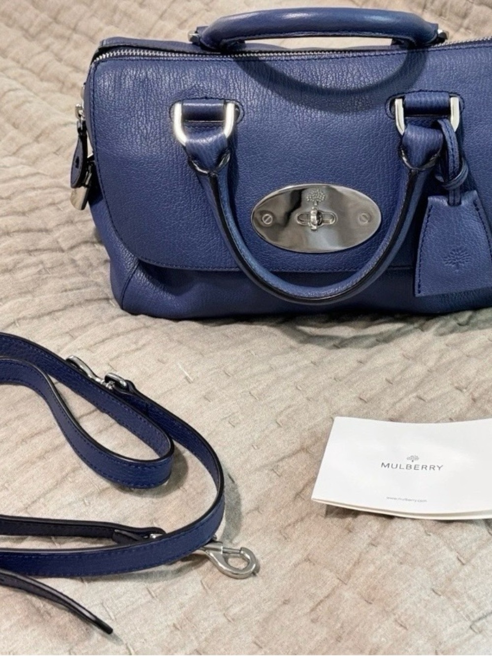 Mulberry Del Rey Bag In Blue Leather Silver Hardware Quiet Luxury Colorful - Picture 2 of 13